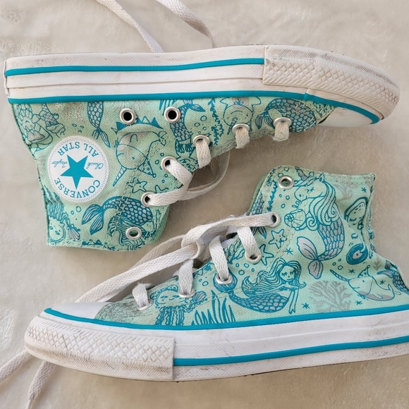 Converse Other - Converse High Top Mermaid Sea Print Sneaker Size 1
